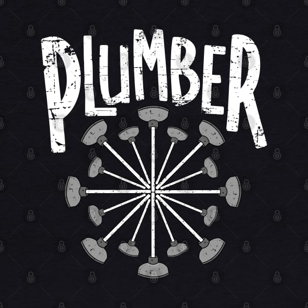 Plumber Toilet Plunger Circle White Text by Barthol Graphics